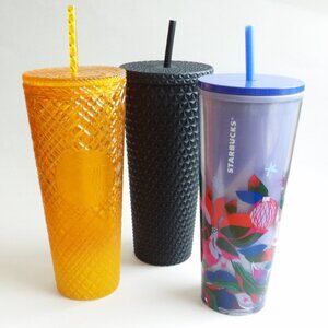Bundle of 2 Starbucks + 1 Other 24 oz Cold Cup Tumbler  Color Changing Jeweled